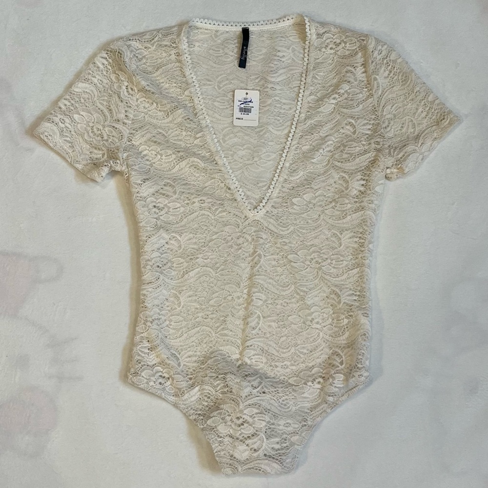 Ashley By 26 International Cream Lace Bodysuit